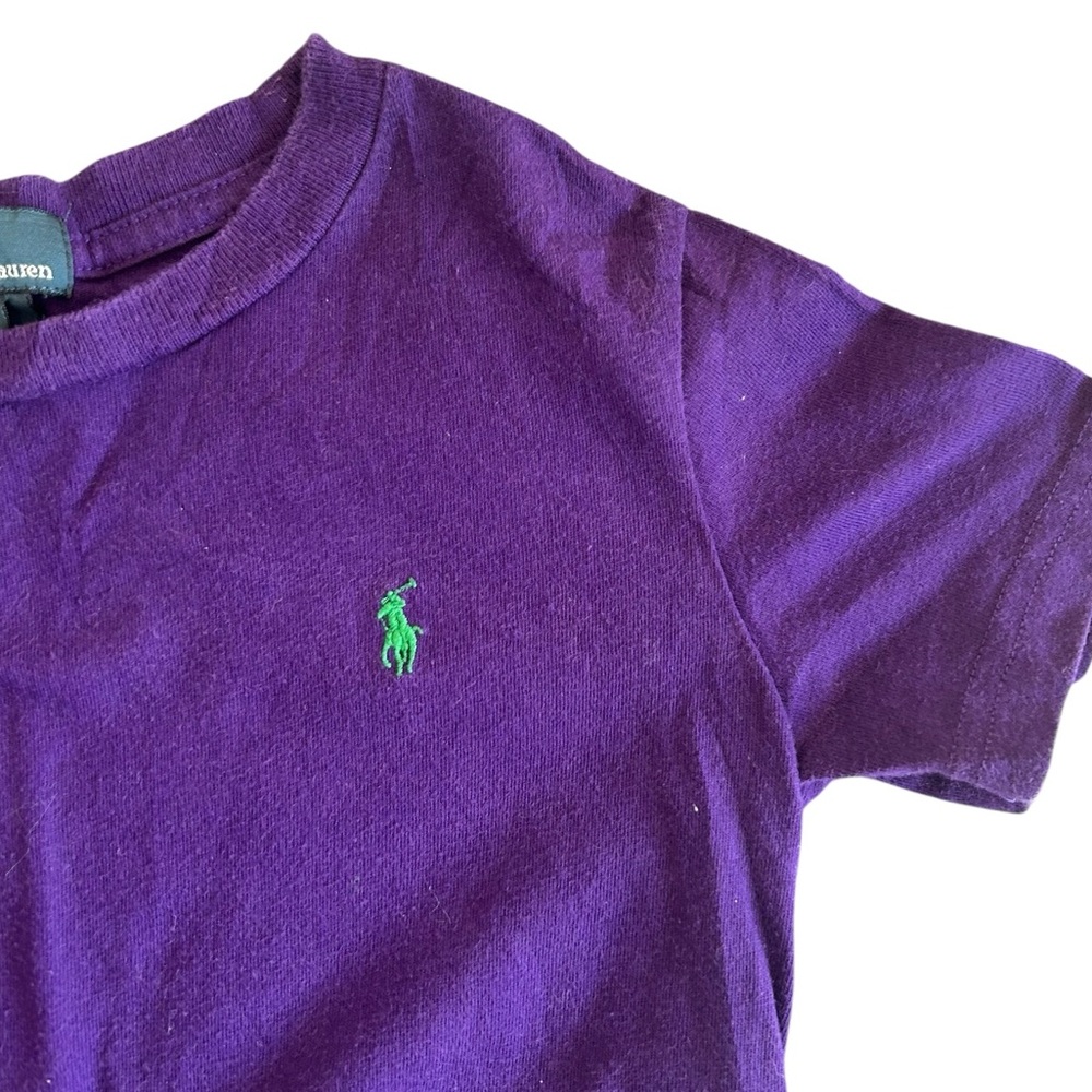 Polo Ralph Lauren Kids T-Shirt Size 5 Purple with Green Pony Logo - Picture 2 of 4